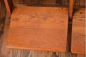 アンティーク家具　イギリスアンティーク　オーク材の折り畳み式3人掛けチャーチベンチ(2)