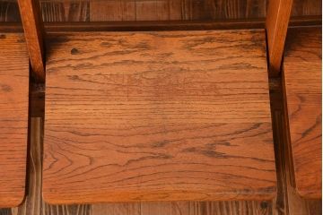 アンティーク家具　イギリスアンティーク　オーク材の折り畳み式3人掛けチャーチベンチ(2)