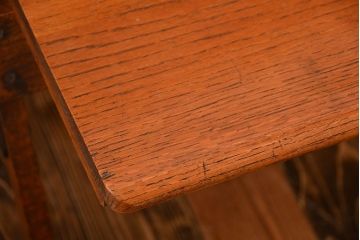 アンティーク家具　イギリスアンティーク　オーク材の折り畳み式3人掛けチャーチベンチ(2)