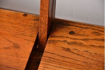 アンティーク家具　イギリスアンティーク　オーク材の折り畳み式3人掛けチャーチベンチ(2)