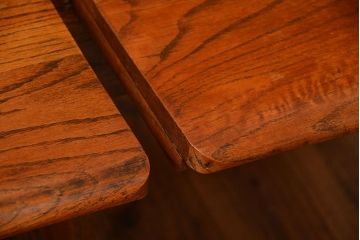 アンティーク家具　イギリスアンティーク　オーク材の折り畳み式3人掛けチャーチベンチ(2)