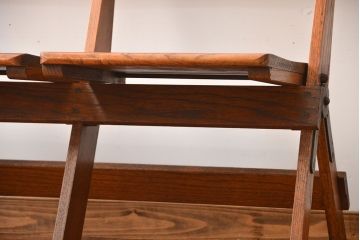 アンティーク家具　イギリスアンティーク　オーク材の折り畳み式3人掛けチャーチベンチ(2)