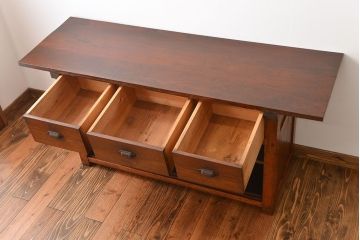 アンティーク家具　古民具・骨董　栗材天板の古い作業台(カウンター)