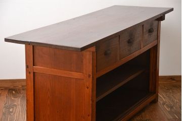 アンティーク家具　古民具・骨董　栗材天板の古い作業台(カウンター)