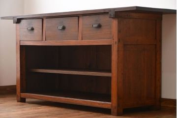 アンティーク家具　古民具・骨董　栗材天板の古い作業台(カウンター)