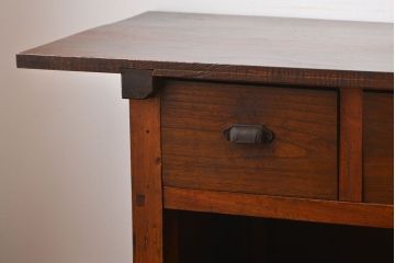 アンティーク家具　古民具・骨董　栗材天板の古い作業台(カウンター)