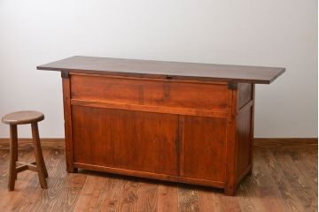 アンティーク家具　古民具・骨董　栗材天板の古い作業台(カウンター)