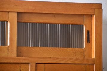 レトロ家具　昭和レトロ　冷蔵庫付き!ナラ材の特大食器棚