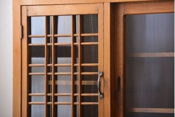 レトロ家具　昭和レトロ　冷蔵庫付き!ナラ材の特大食器棚