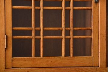 レトロ家具　昭和レトロ　冷蔵庫付き!ナラ材の特大食器棚