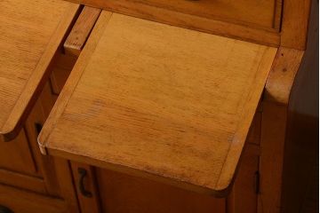 レトロ家具　昭和レトロ　冷蔵庫付き!ナラ材の特大食器棚