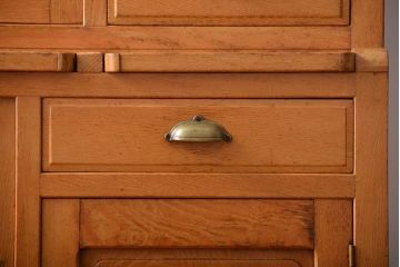 レトロ家具　昭和レトロ　冷蔵庫付き!ナラ材の特大食器棚