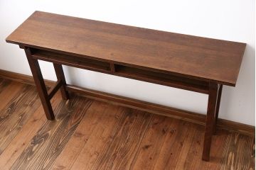 アンティーク家具　アンティーク　天板ナラ材の薄型テーブル(1)