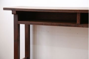 アンティーク家具　アンティーク　天板ナラ材の薄型テーブル(1)