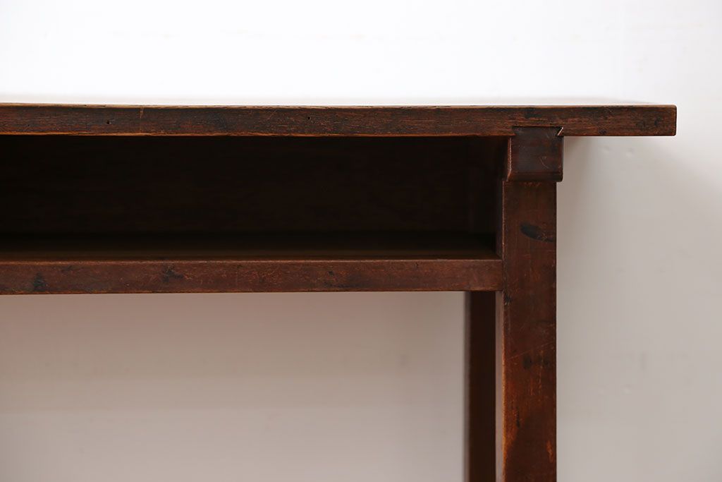 アンティーク家具　アンティーク　天板ナラ材の薄型テーブル(1)