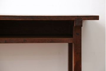 アンティーク家具　アンティーク　天板ナラ材の薄型テーブル(1)