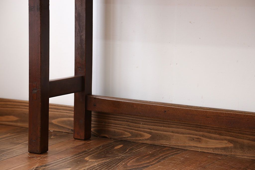 アンティーク家具　アンティーク　天板ナラ材の薄型テーブル(1)