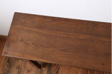 アンティーク家具　アンティーク　天板ナラ材の薄型テーブル(2)