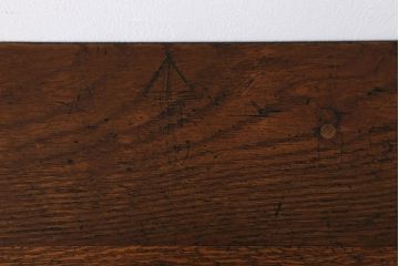 アンティーク家具　アンティーク　天板ナラ材の薄型テーブル(2)