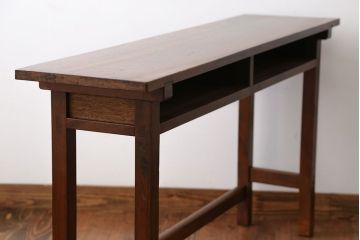 アンティーク家具　アンティーク　天板ナラ材の薄型テーブル(2)