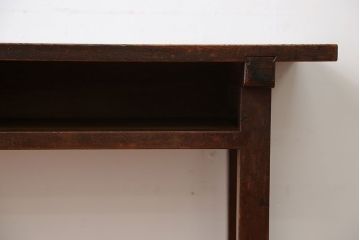 アンティーク家具　アンティーク　天板ナラ材の薄型テーブル(2)