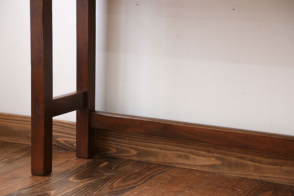 アンティーク家具　アンティーク　天板ナラ材の薄型テーブル(2)