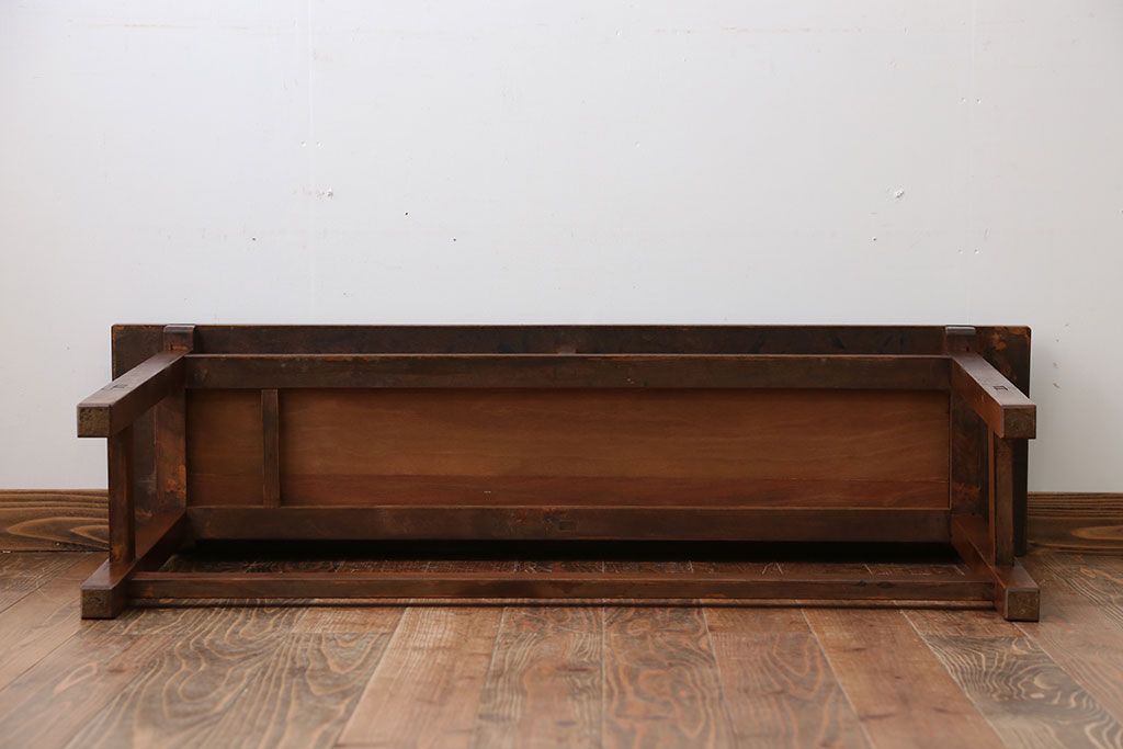 アンティーク家具　アンティーク　天板ナラ材の薄型テーブル(2)