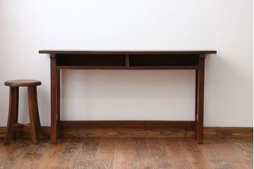 アンティーク家具　アンティーク　天板ナラ材の薄型テーブル(3)