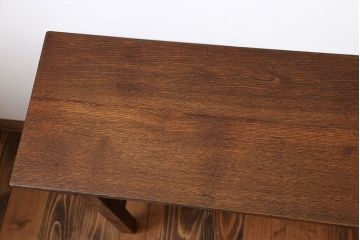アンティーク家具　アンティーク　天板ナラ材の薄型テーブル(3)