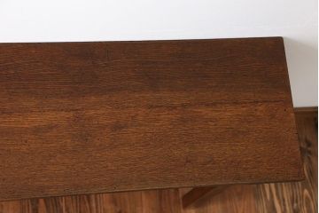 アンティーク家具　アンティーク　天板ナラ材の薄型テーブル(3)