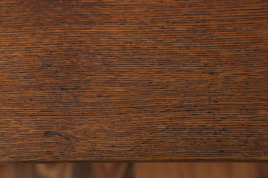 アンティーク家具　アンティーク　天板ナラ材の薄型テーブル(3)