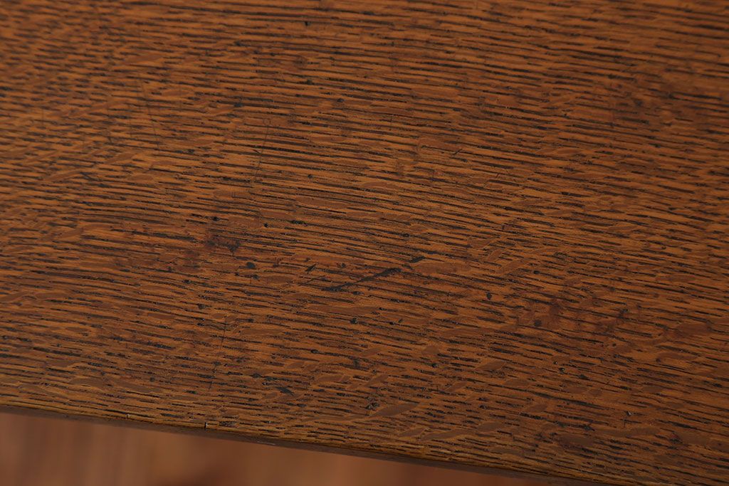 アンティーク家具　アンティーク　天板ナラ材の薄型テーブル(3)