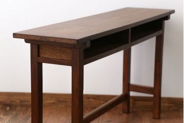 アンティーク家具　アンティーク　天板ナラ材の薄型テーブル(3)