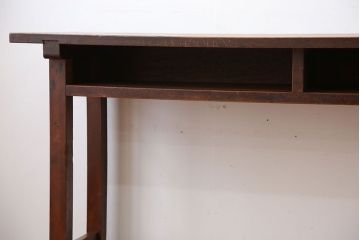 アンティーク家具　アンティーク　天板ナラ材の薄型テーブル(3)