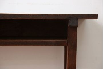アンティーク家具　アンティーク　天板ナラ材の薄型テーブル(3)