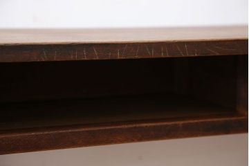 アンティーク家具　アンティーク　天板ナラ材の薄型テーブル(3)