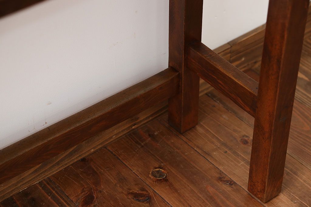 アンティーク家具　アンティーク　天板ナラ材の薄型テーブル(3)