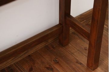 アンティーク家具　アンティーク　天板ナラ材の薄型テーブル(3)