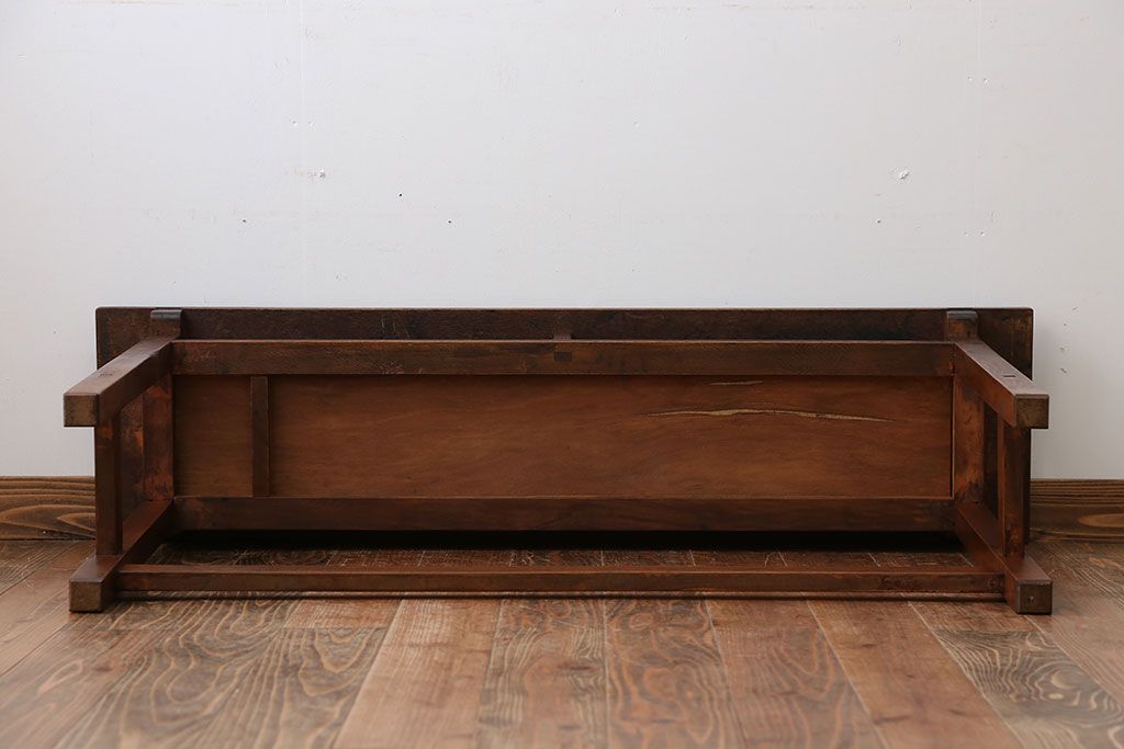 アンティーク家具　アンティーク　天板ナラ材の薄型テーブル(3)