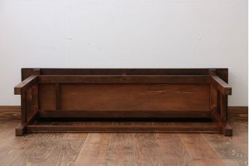 アンティーク家具　アンティーク　天板ナラ材の薄型テーブル(3)