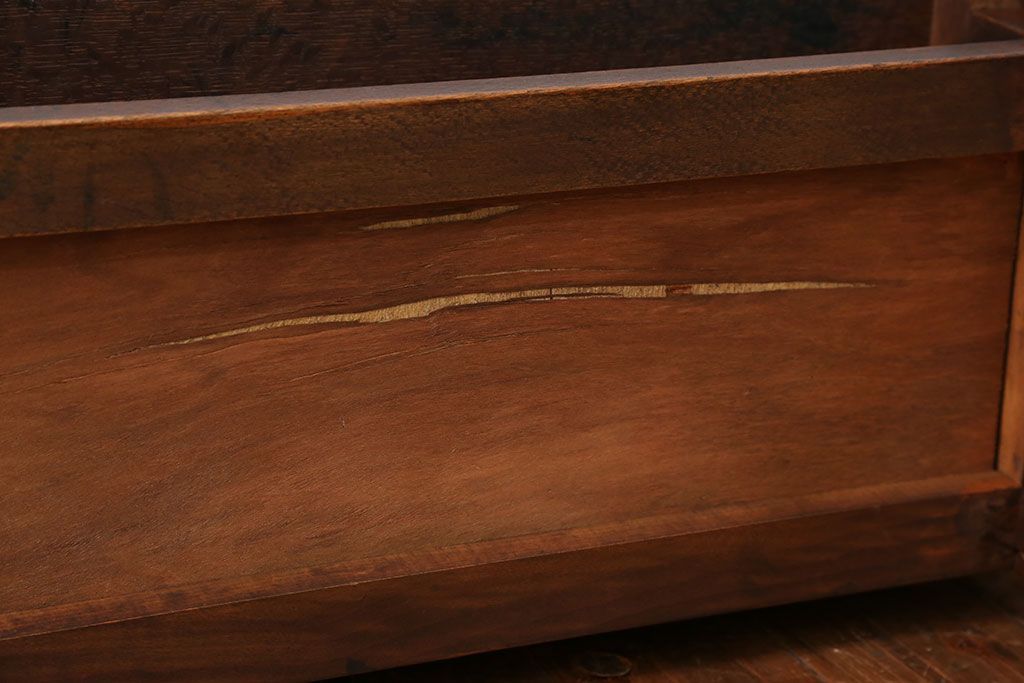 アンティーク家具　アンティーク　天板ナラ材の薄型テーブル(3)