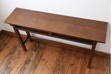 アンティーク家具　アンティーク　天板ナラ材の薄型テーブル(4)