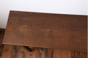 アンティーク家具　アンティーク　天板ナラ材の薄型テーブル(4)