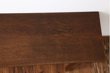 アンティーク家具　アンティーク　天板ナラ材の薄型テーブル(4)