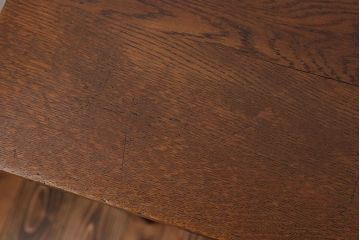 アンティーク家具　アンティーク　天板ナラ材の薄型テーブル(4)