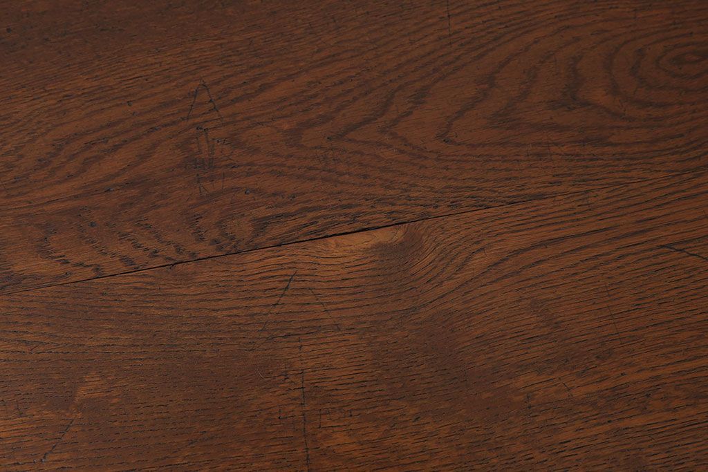 アンティーク家具　アンティーク　天板ナラ材の薄型テーブル(4)