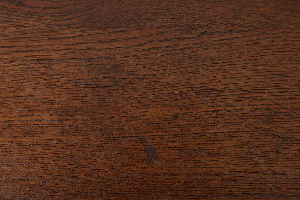 アンティーク家具　アンティーク　天板ナラ材の薄型テーブル(4)