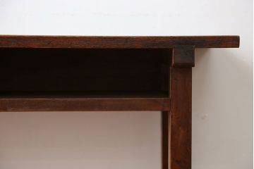 アンティーク家具　アンティーク　天板ナラ材の薄型テーブル(4)