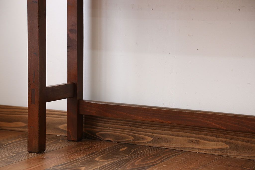 アンティーク家具　アンティーク　天板ナラ材の薄型テーブル(4)