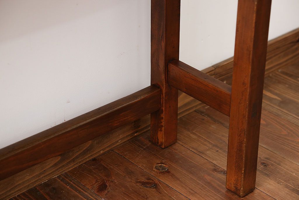 アンティーク家具　アンティーク　天板ナラ材の薄型テーブル(4)